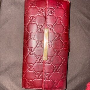 Gucci Red Embossed Wallet